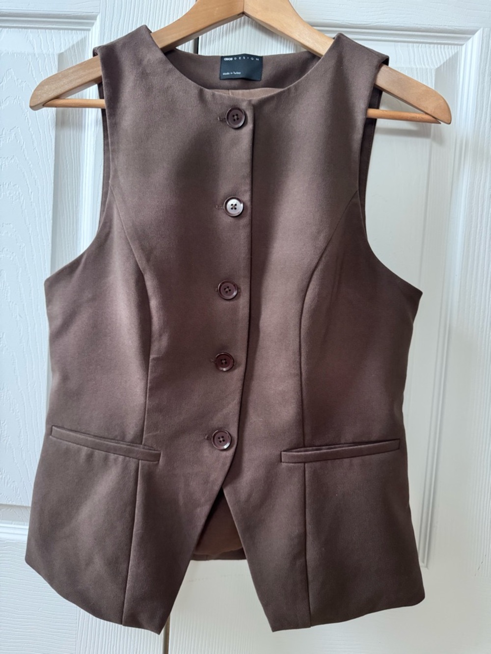 ASOS Brown Tailored Button-Front Vest